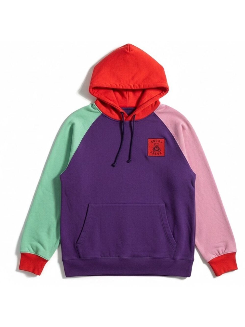 Teddy‎ Fresh Color Block Hoodie Purple, Red, Pink, Green Size Large EUC - Picture 7 of 7